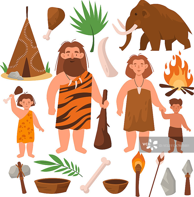 石器时代人物卡通图片素材