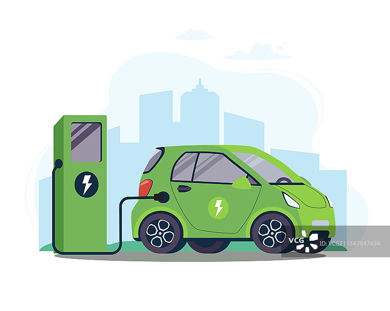 电动汽车电池充电中图片素材