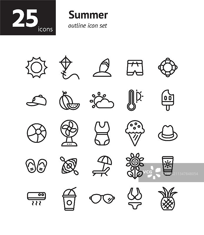 夏季轮廓图标集图片素材