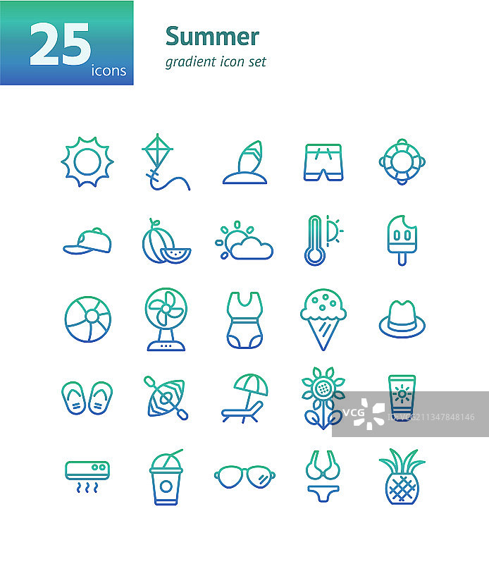 夏季渐变色图标合集图片素材