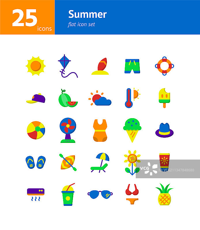 夏季扁平图标合集图片素材