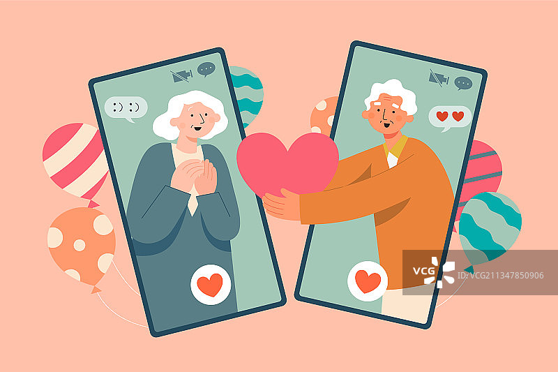 通过视频通话的年长夫妇图片素材