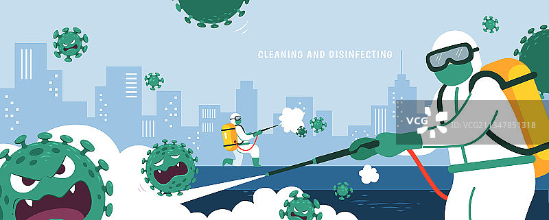 新冠肺炎清洁与消毒图片素材