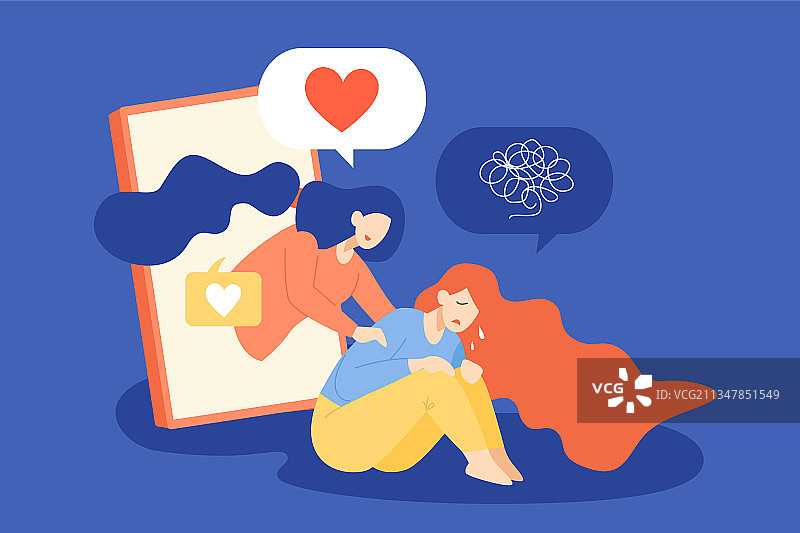 在电话中安慰朋友图片素材