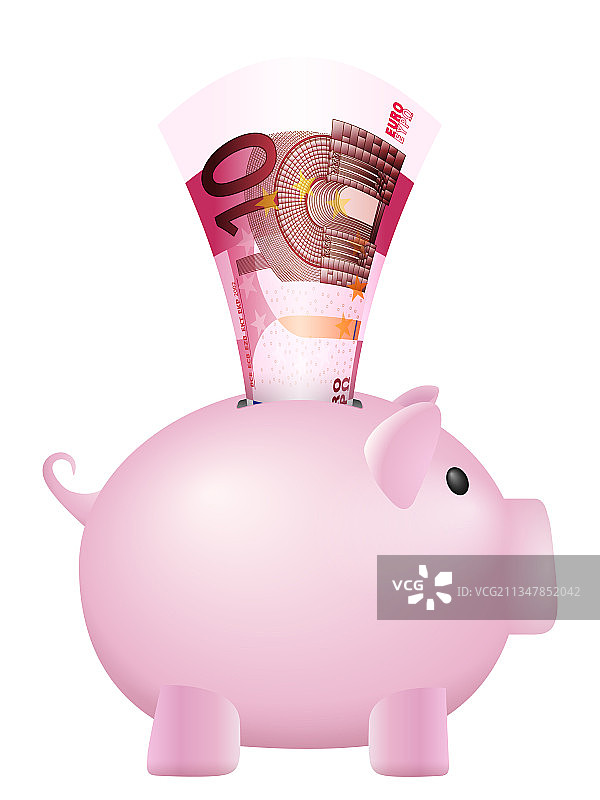 十欧元纸币储蓄罐图片素材