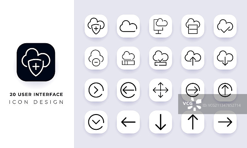 用户界面未完成线性艺术图标包图片素材