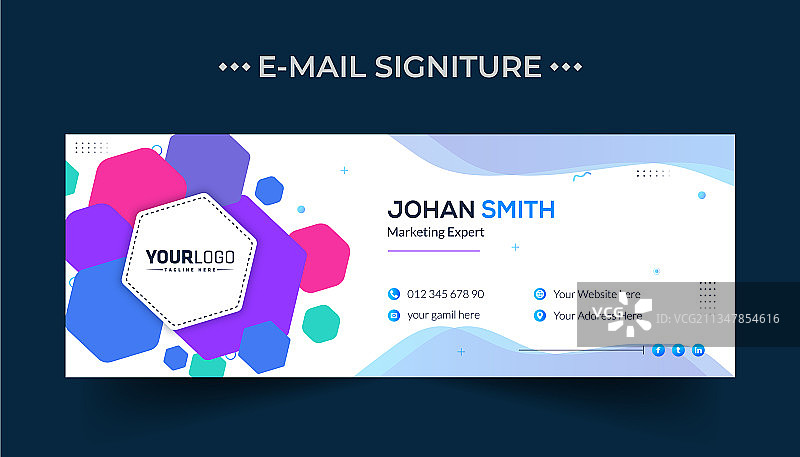 现代电子邮件签名模板或电子邮件页脚图片素材