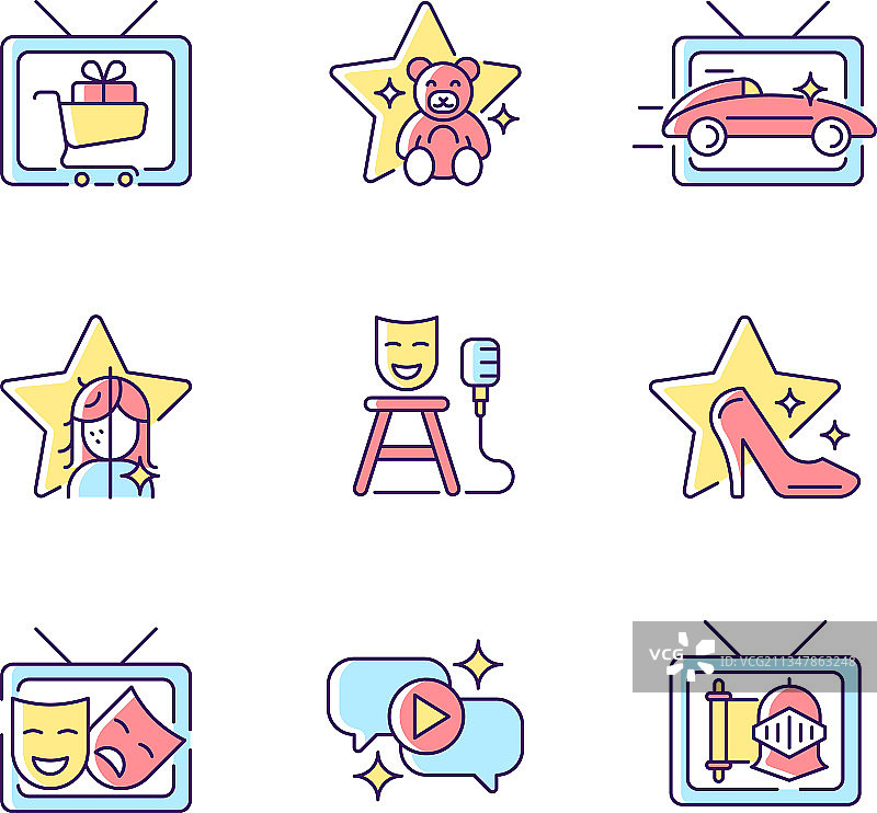 电视节目RGB颜色图标集图片素材