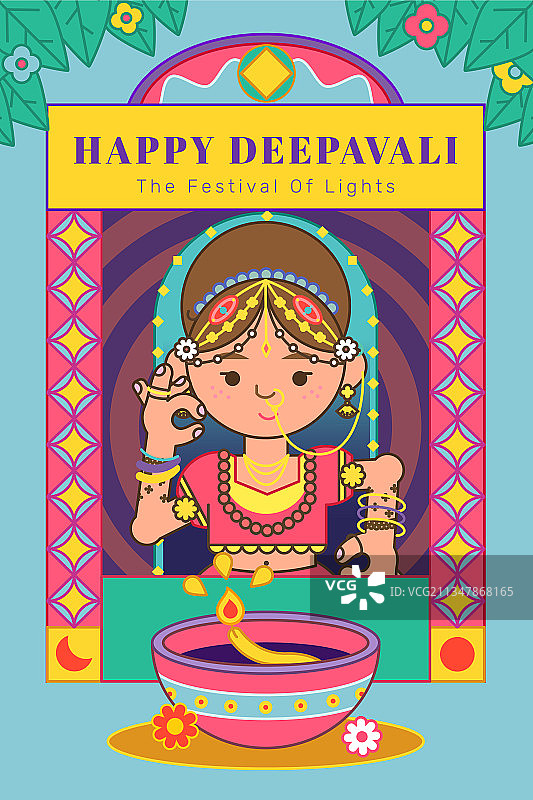 排灯节吉祥天女背景图片素材