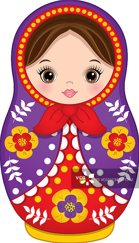 红色紫色可爱俄罗斯套娃图片素材