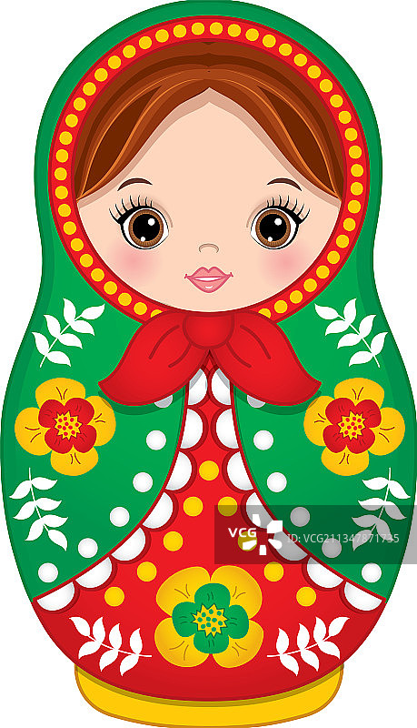 红绿色俄罗斯套娃图片素材