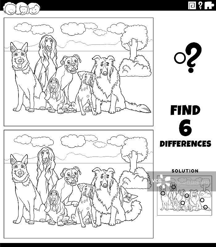 漫画纯种犬涂色找不同游戏图片素材