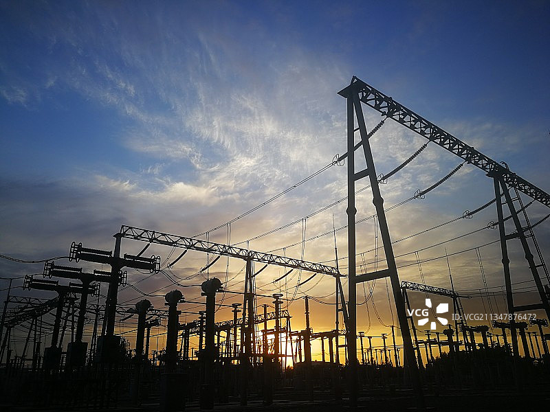 330KV升压站日出图片素材