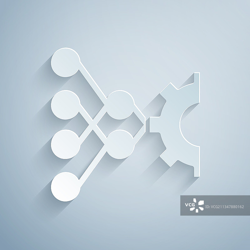 灰色背景上的剪纸神经网络图标图片素材