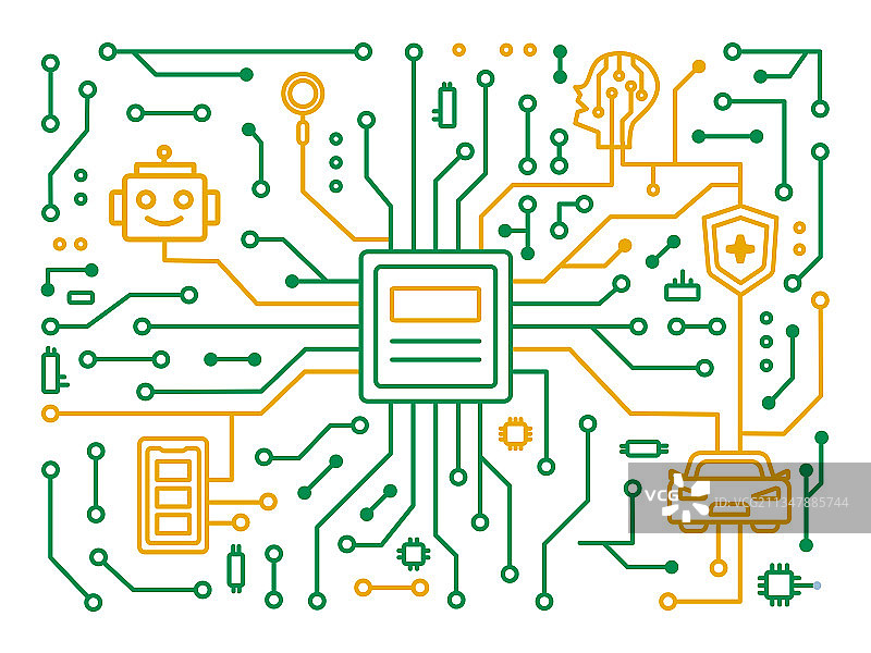 芯片在汽车机器人存储安全人工智能搜索引擎的应用图片素材