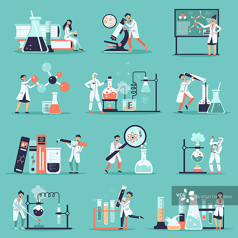 科学实验室彩色图标集图片素材