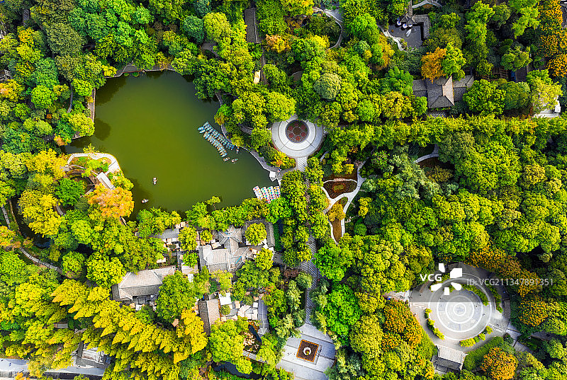 四川省成都市人民公园航拍图图片素材