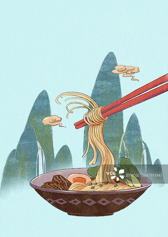大自然中一碗好吃的拉面图片素材