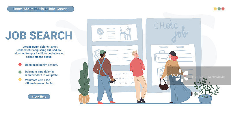 招聘会上的卡通扁平工作人物图片素材