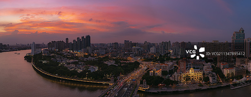 夏天 黄昏 晚霞 广州荔湾图片素材