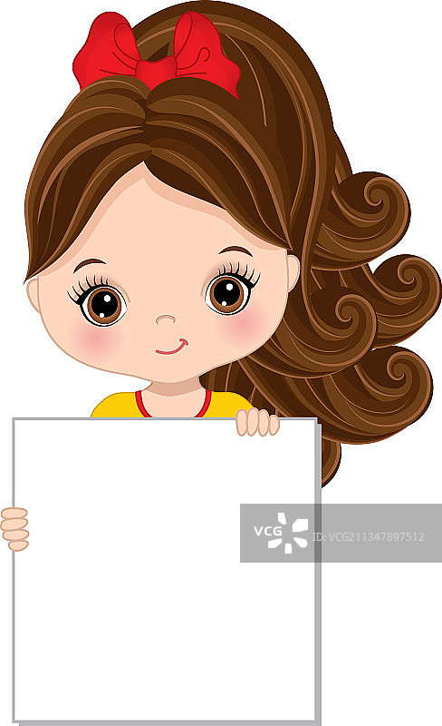 拿着空白画框的可爱小女孩图片素材