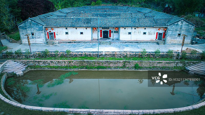 航拍兴宁市合水镇玉成围图片素材
