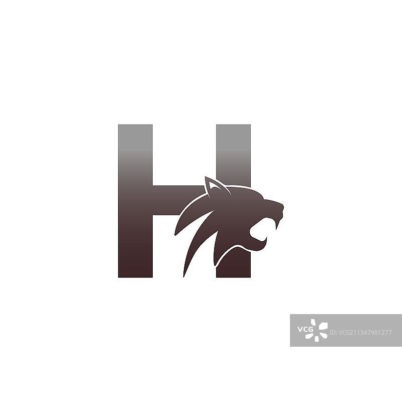 字母H与黑豹头图标logo图片素材