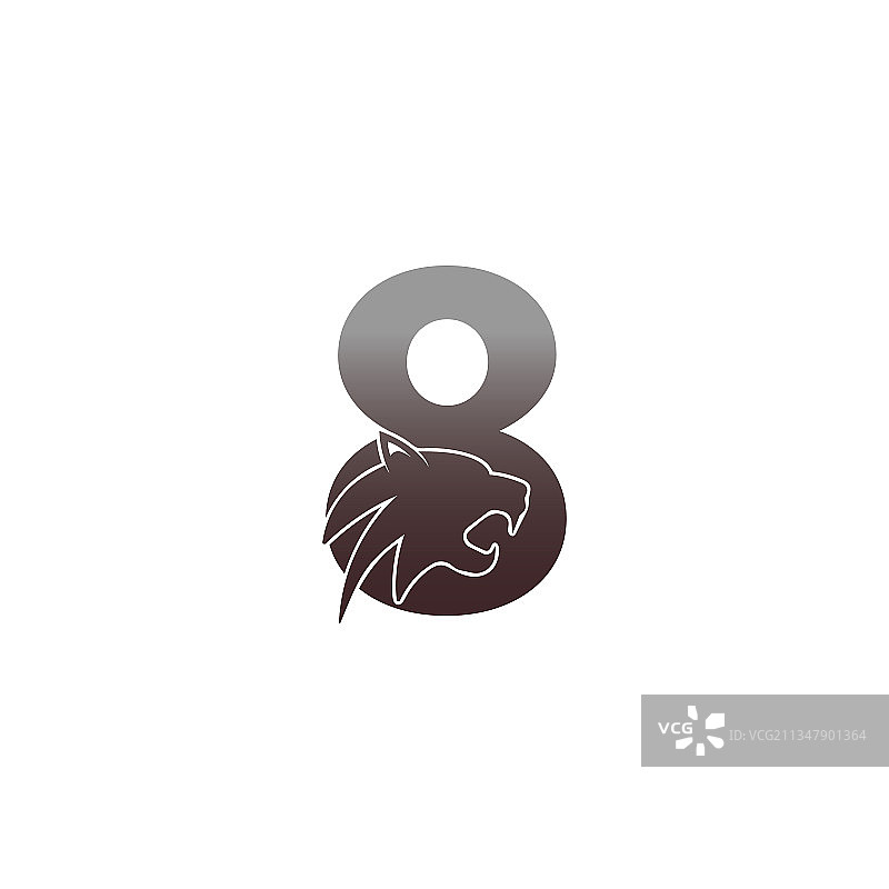 带有豹头图标的数字8标志图片素材
