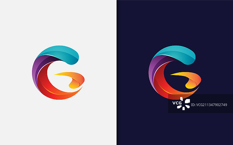 抽象彩色字母G图片素材