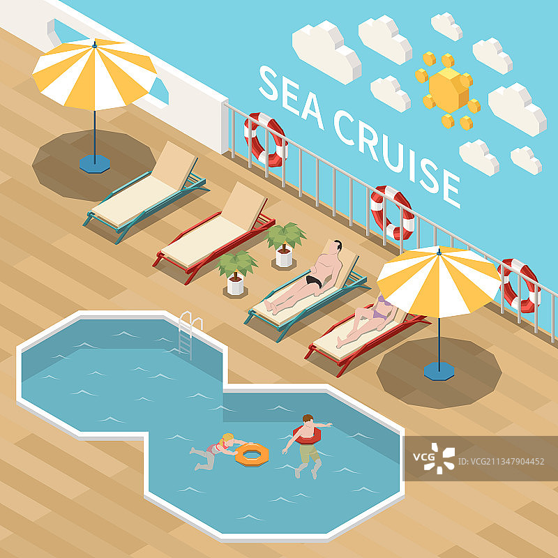 海上巡游2.5D彩色组合图片素材