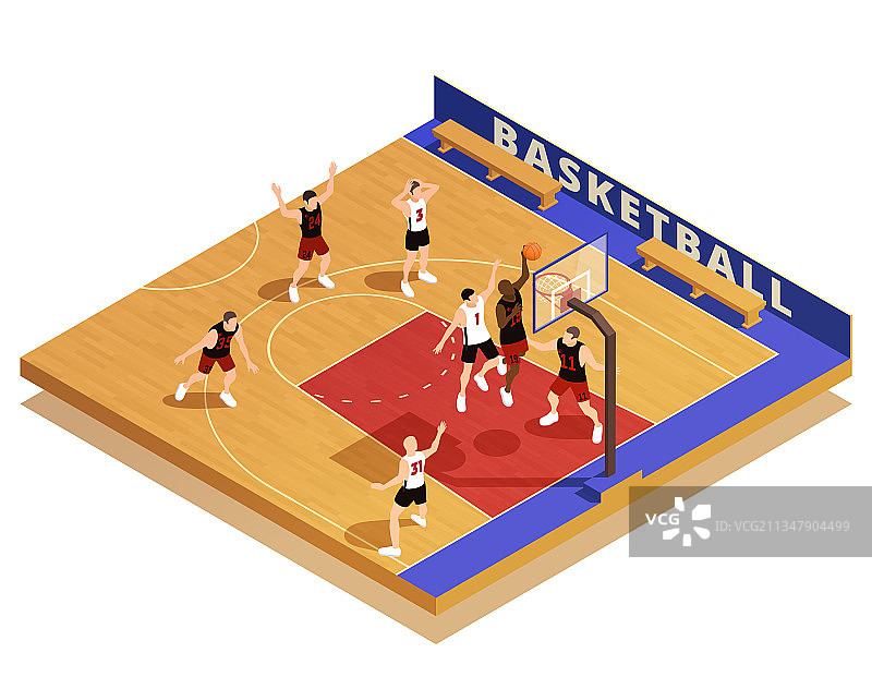 2.5D篮球比赛组合图片素材