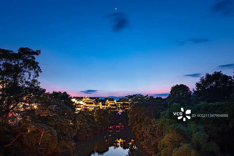 湖南省永州市零陵古城2期柳宗元文化旅游区夜景图片素材