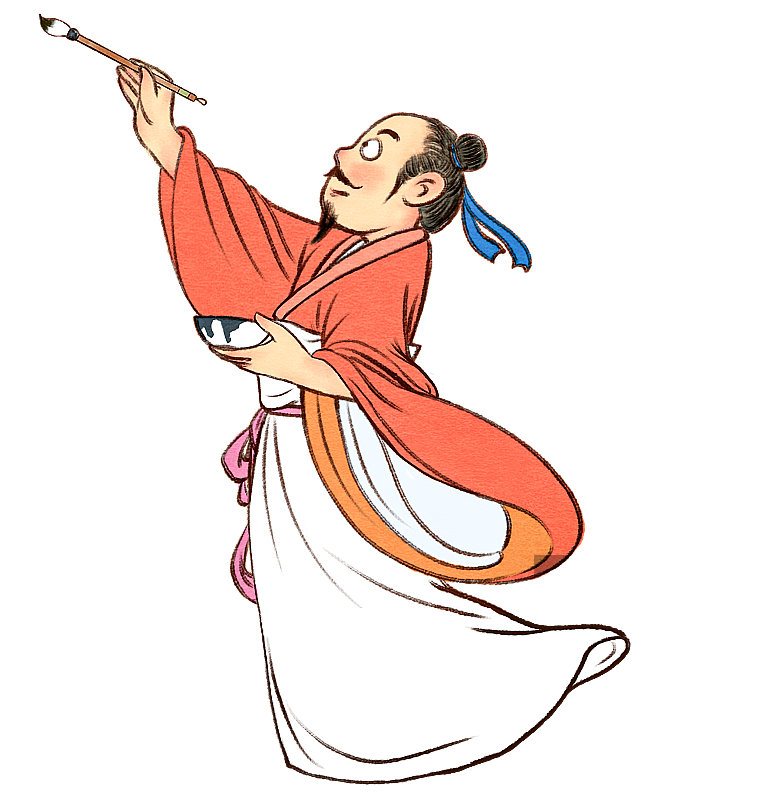 写诗作画的古代诗人元素图片素材