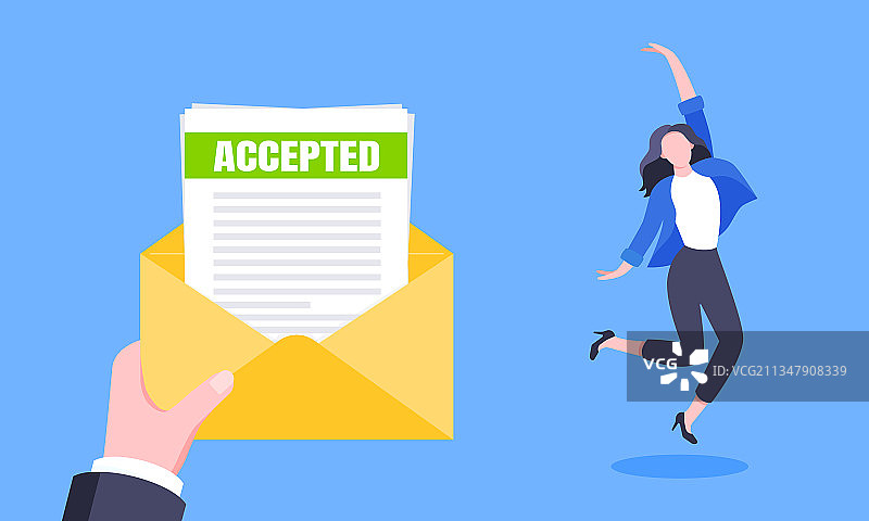 附带信封的职位或大学录取通知书图片素材