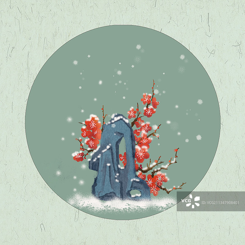 冬天雪地里的梅花图片素材