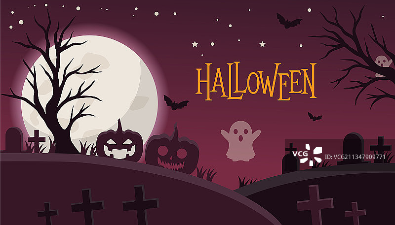 万圣节恐怖夜晚背景banner图片素材