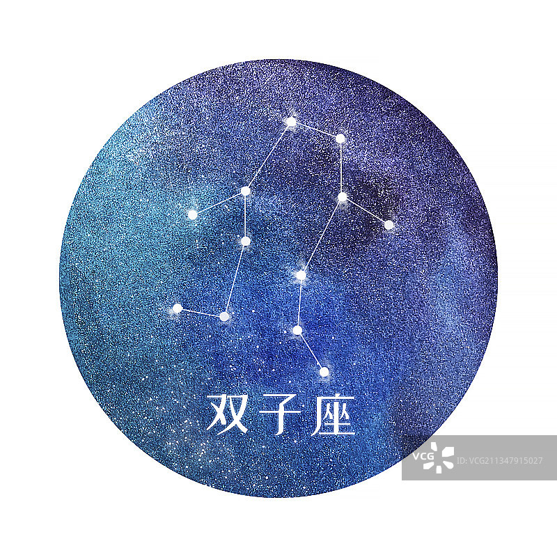 手绘水彩十二星座图片素材