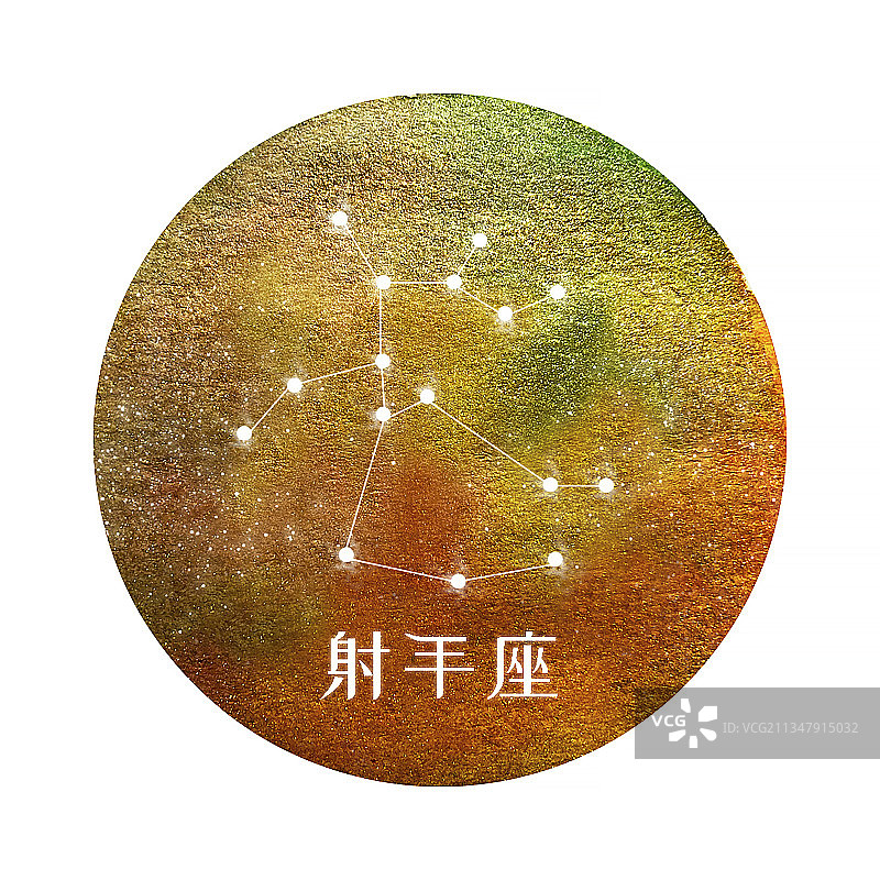 手绘水彩十二星座图片素材