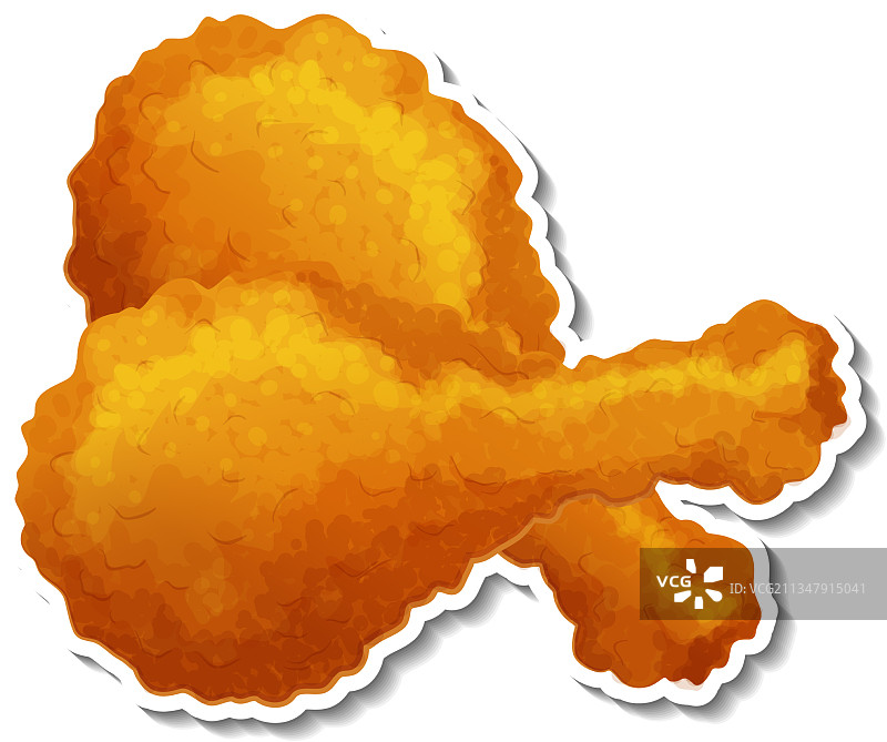 白色背景上的炸鸡贴纸图片素材