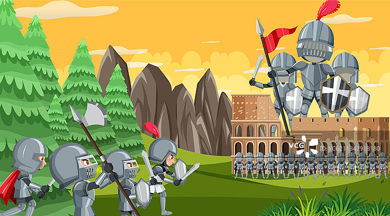 骑士与古代军队图片素材