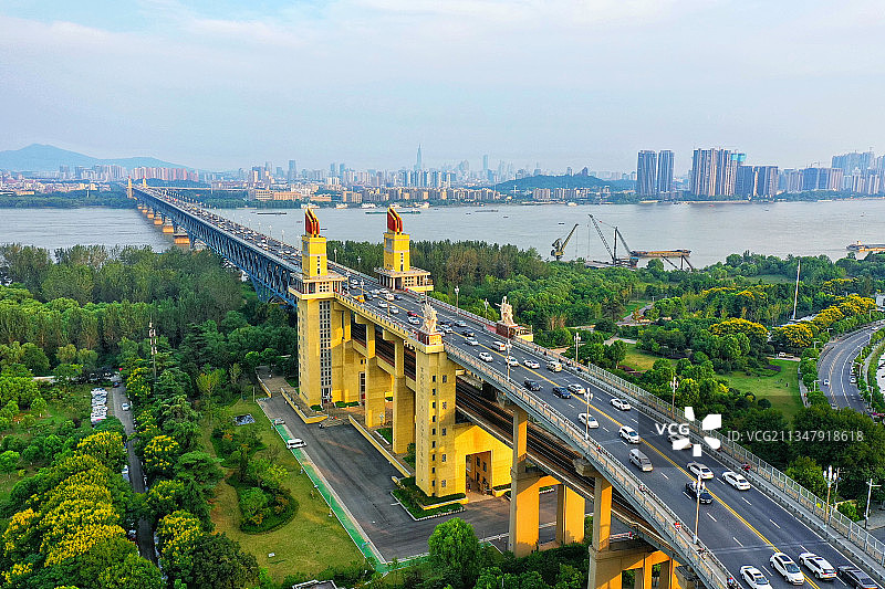 南京长江大桥的风光图片素材