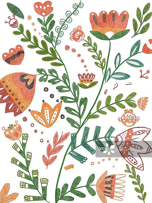 北欧风植物插画图片素材