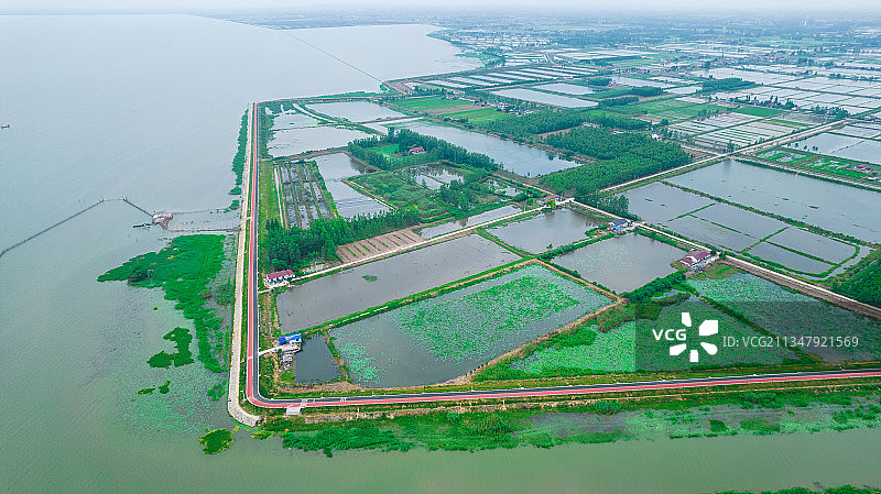 航拍湖南益阳大通湖小龙虾养殖基地图片素材