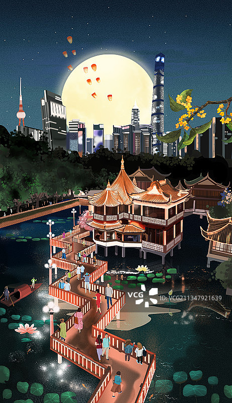 豫园中秋夜图片素材