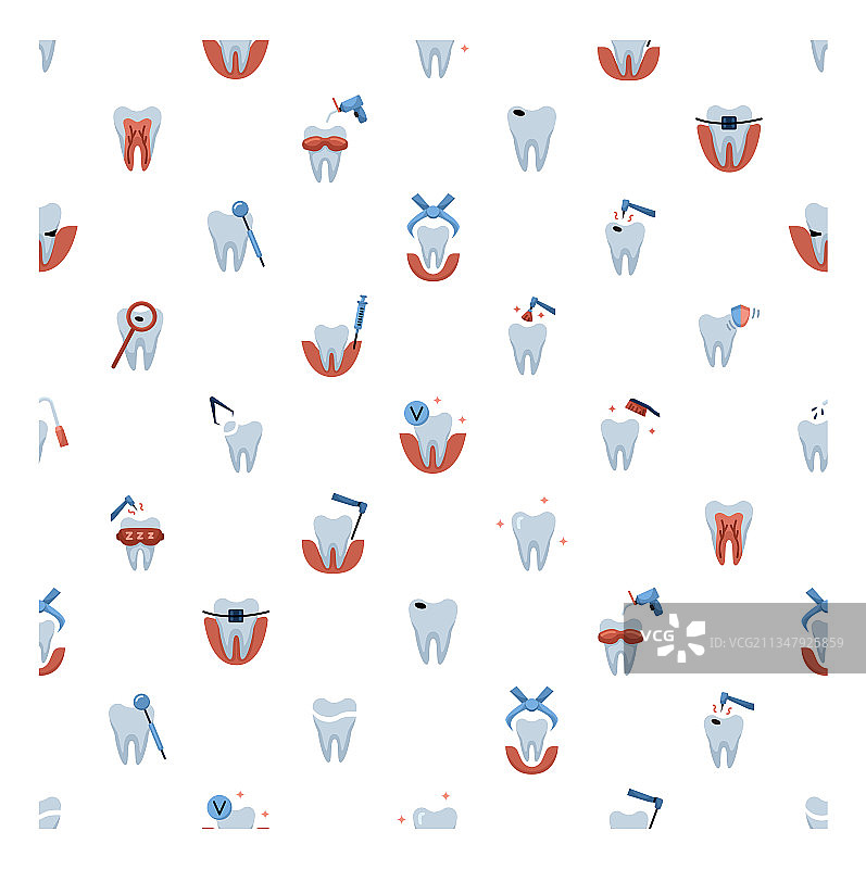 牙科图标无缝图案图片素材