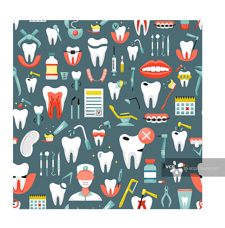 牙科图标无缝图案图片素材