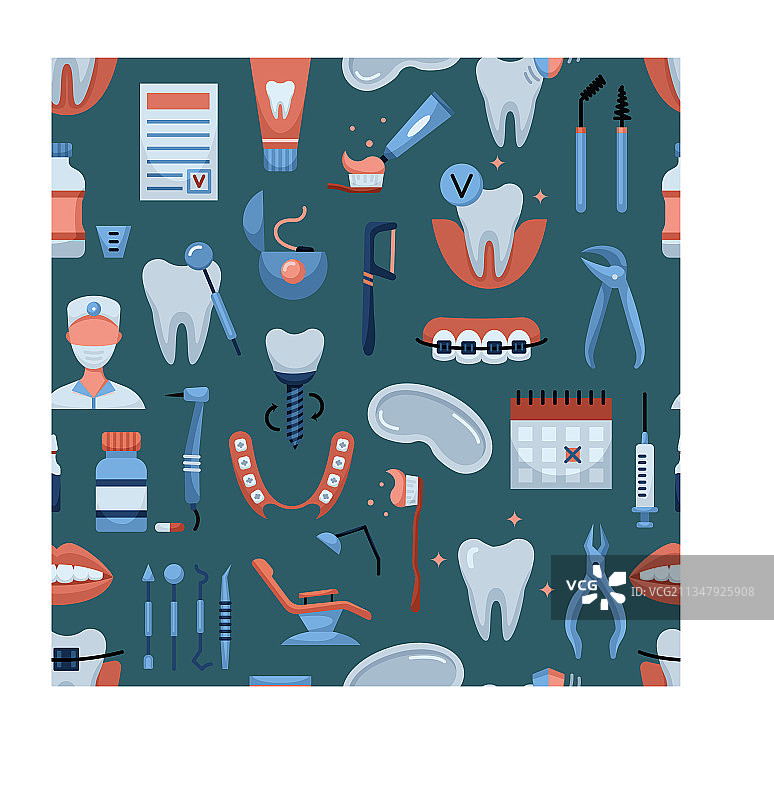 牙科图标无缝图案图片素材