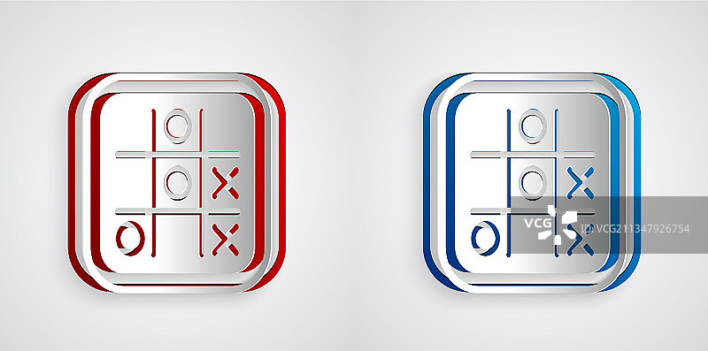 灰色背景上的剪纸井字游戏图标图片素材