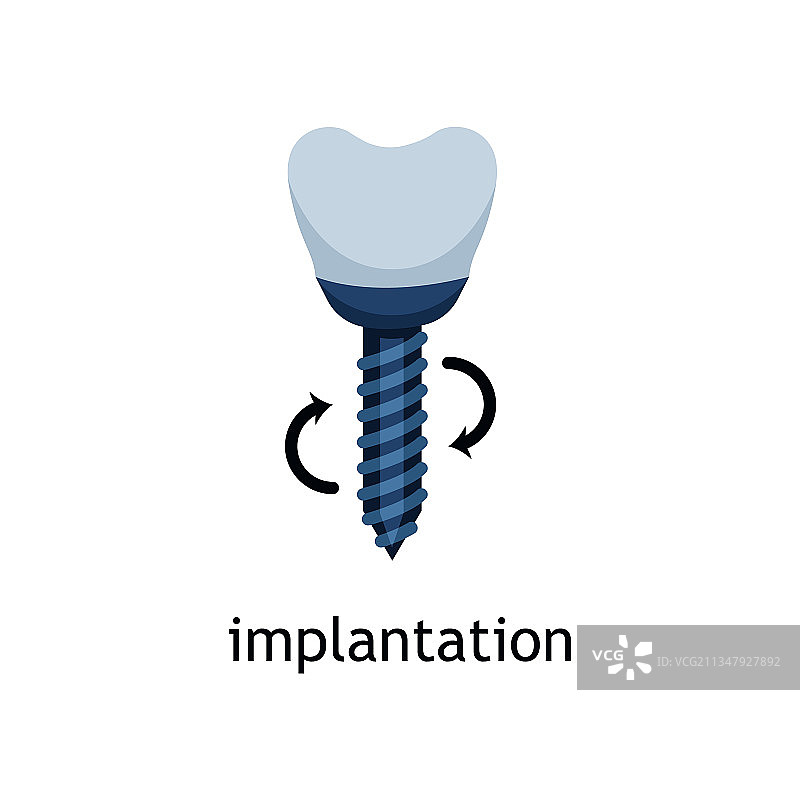 扁平风格牙齿种植牙科图标图片素材