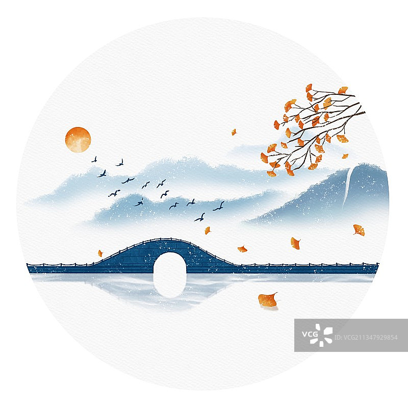 插画,银杏,立秋,飘落,秋天中国文化,自然美,非都市风光,图片素材